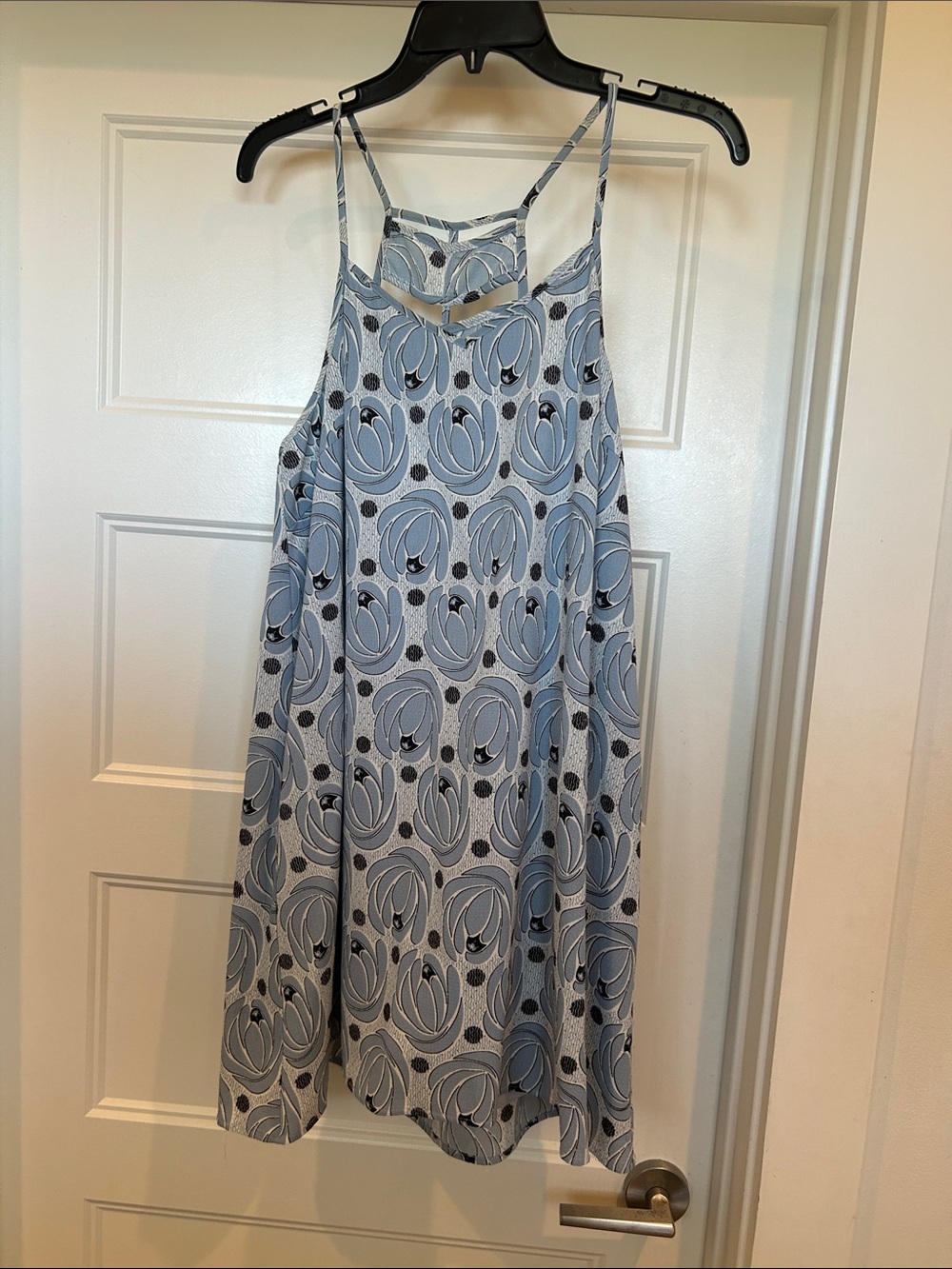 entro Light Blue Printed Strappy Mini Dress
